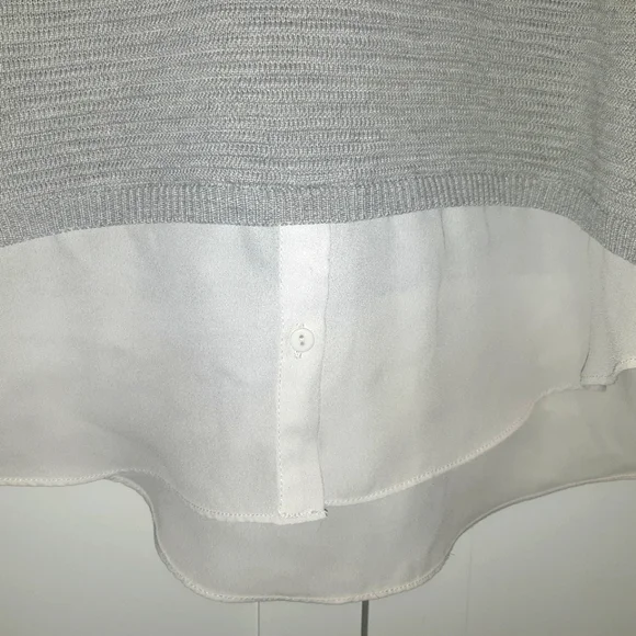 Grey & White Ribbed Fooler Sweater - Picture 7 of 8